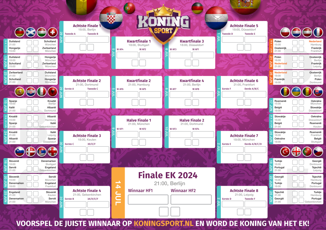 EK Speelschema 2024 Download nu Gratis! Koning Sport